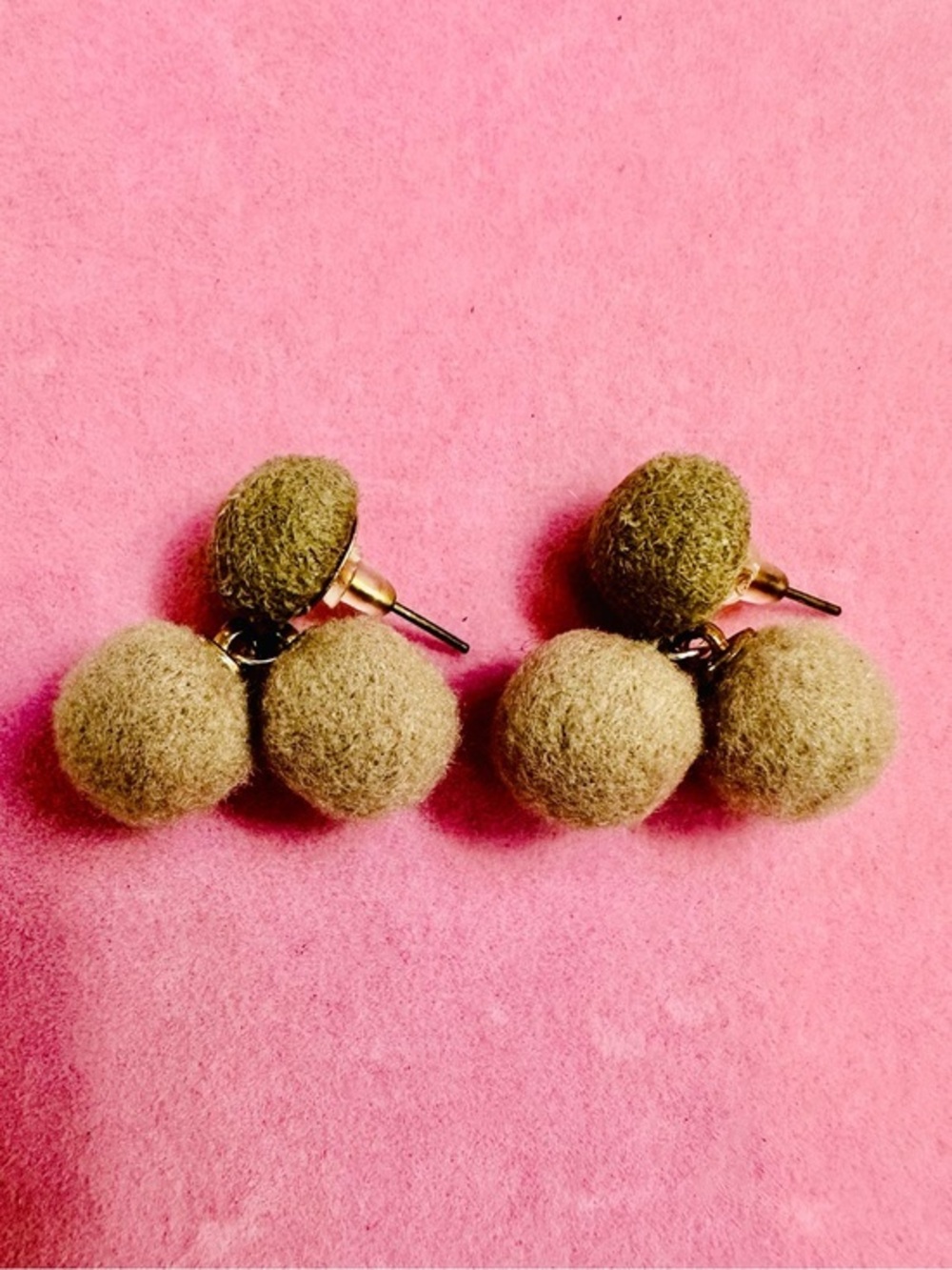 Neutral Pom Pom Dangle Earrings